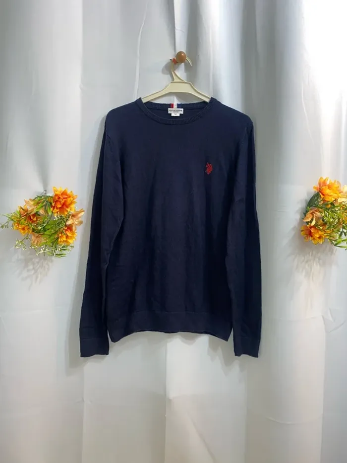 Pull bleu marine US Polo coton/cachemire taille 14 - n16n