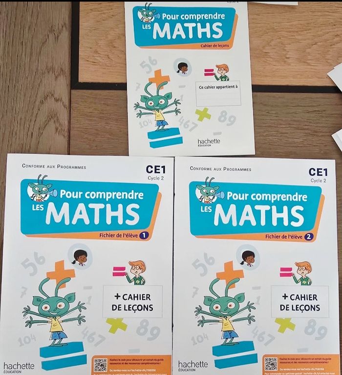 2 fichiers pour comprendre les maths ce1 + cahier de leçons  neufs
