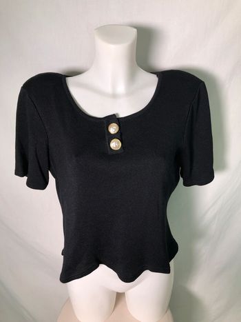 Haut vintage Liz Claiborne à épaulettes et gros boutons perlés taille 40 très bon état