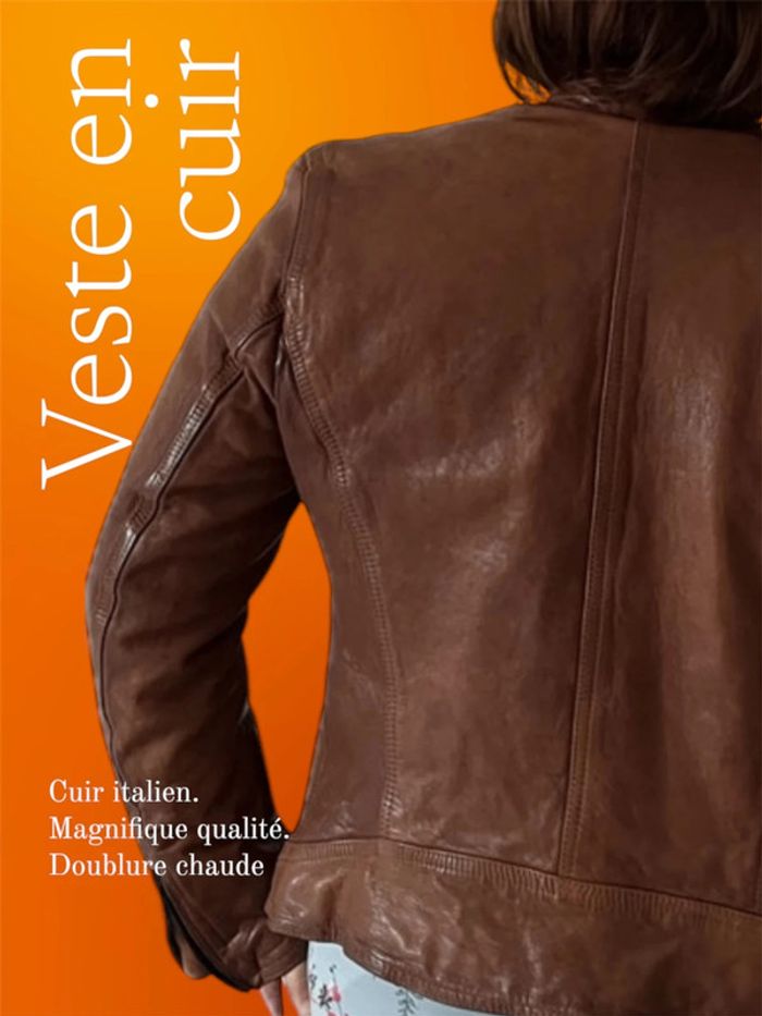 Très belle veste en cuir marron Dëlan