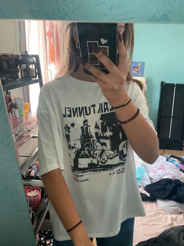 t-shirt blanc, oversize large taille S - photo numéro 2