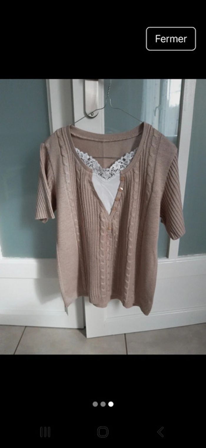 Pull marron beige 40 - photo numéro 3