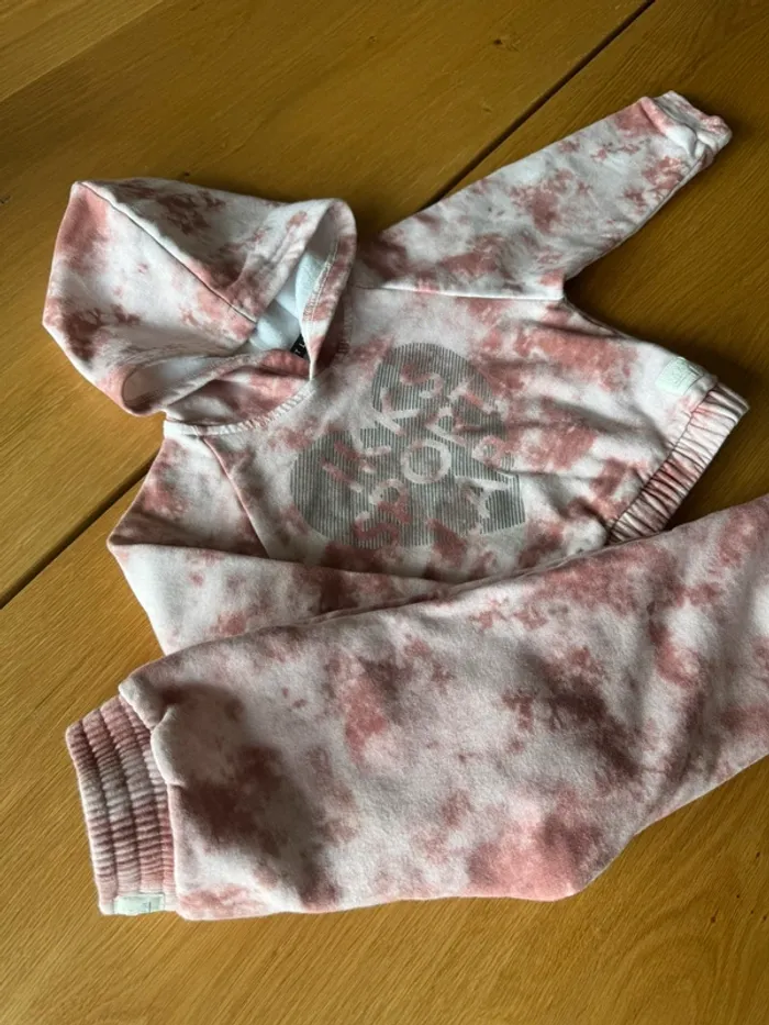 Jogging 2 pièces avec sweat à capuche et pantalon rose pâle avec/rose - Taille 4 Ans - photo numéro 3