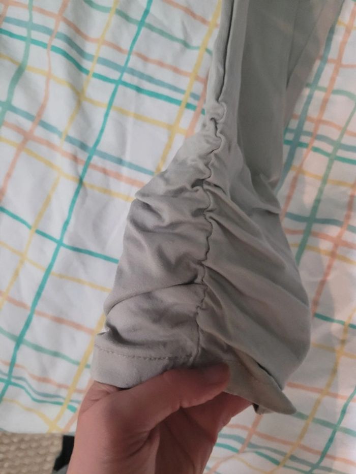 Pantalon beige, taille haute, bas plissé - photo numéro 7