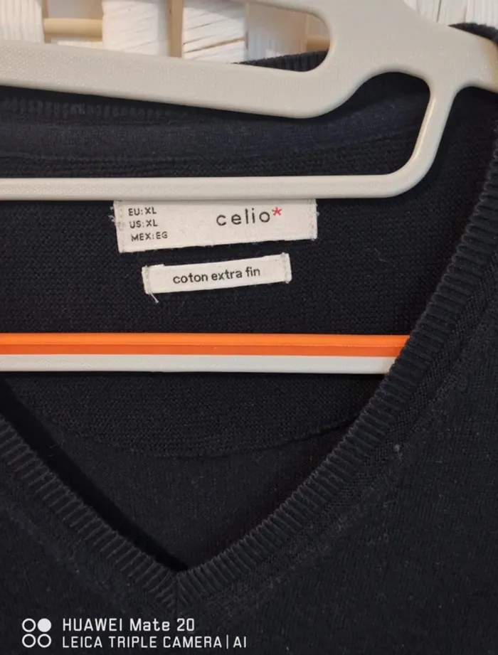 💕Jolie pull col en V noir coton extra fin noir homme TXL celio 💕 - photo numéro 5