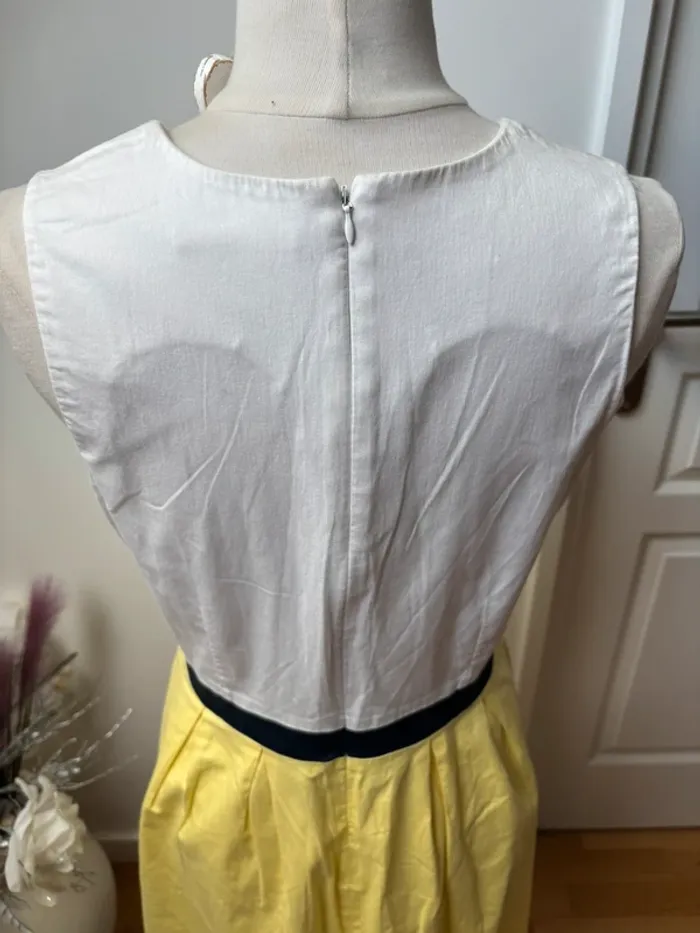 💛Sublime robe en coton blanche et jaune - Camaïeu - T42 - photo numéro 8