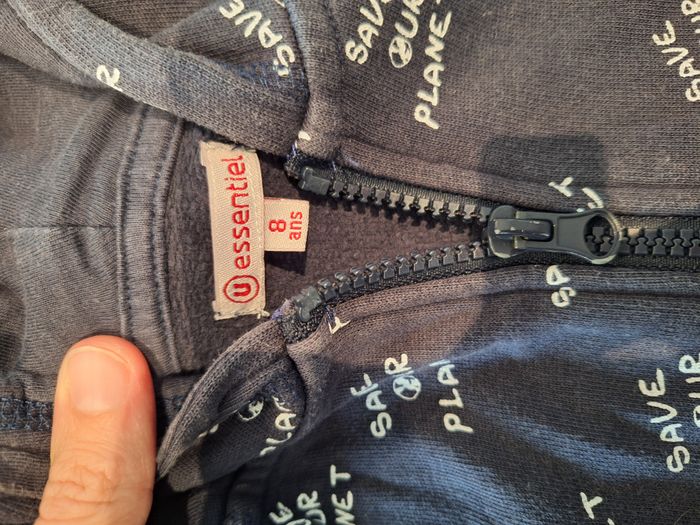 Gilet bleu zippé U "Save our planet" - 8 ans - photo numéro 3