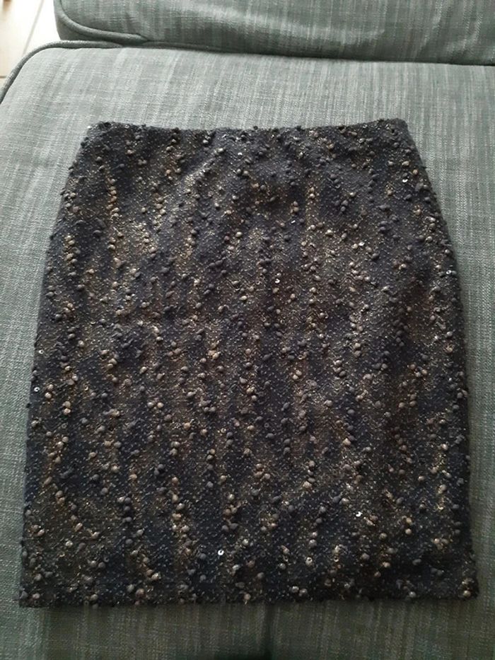 Mini-jupe droite crayon noire et dorée /marque Pimkie / taille XS