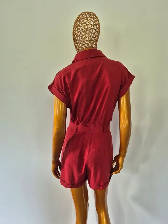 Combishort Brique Avec ceinture et poches Femme Taille L/40 - photo numéro 2