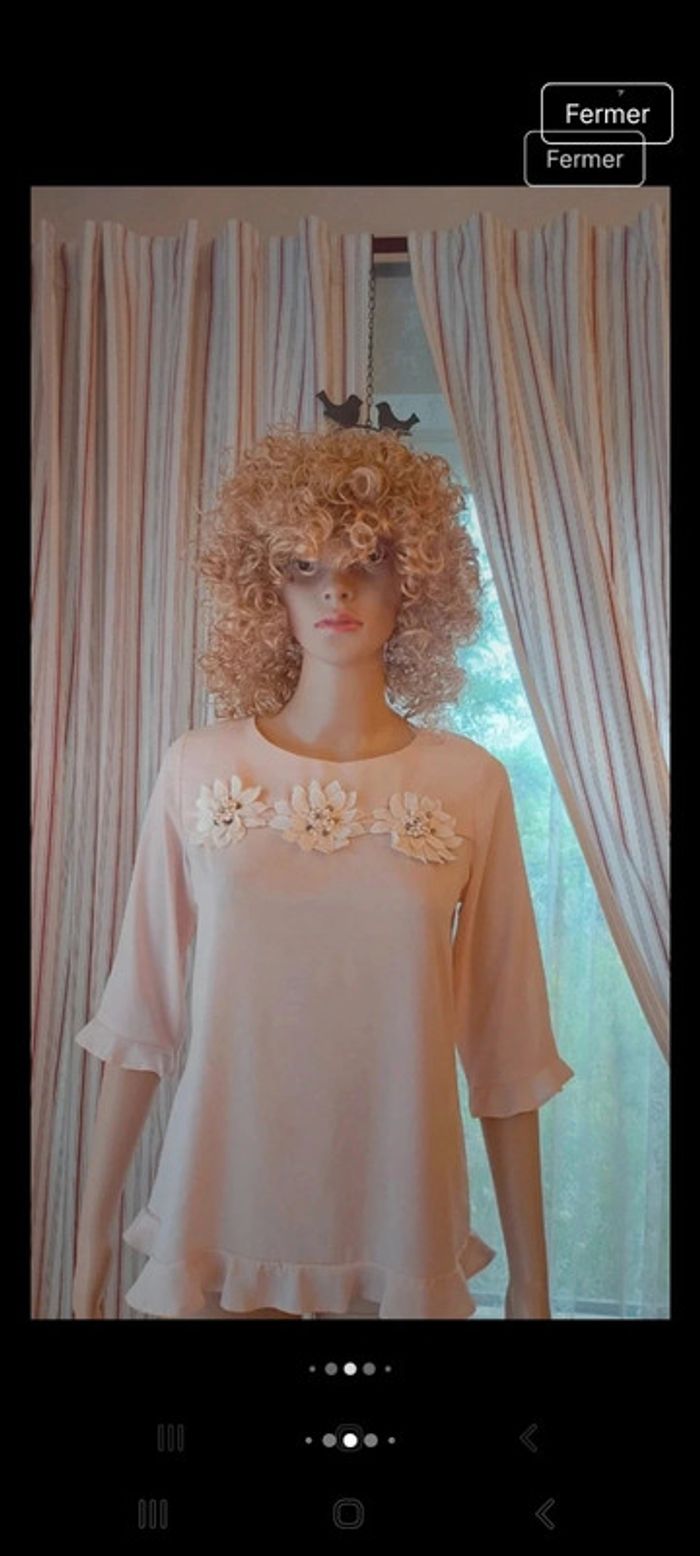 Blouse rose Quinze heure trente Paris taille S - photo numéro 4