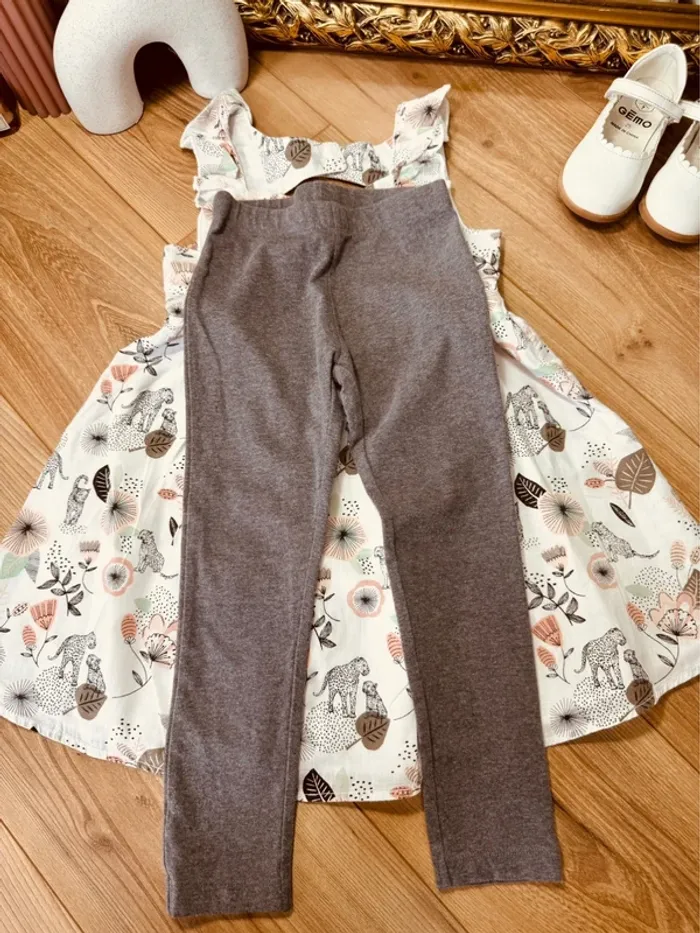 Taille 5 ans tenue 2 pièces fille Orchestra Kiabi blanc gris corail * fleurs * 🌷 - photo numéro 5