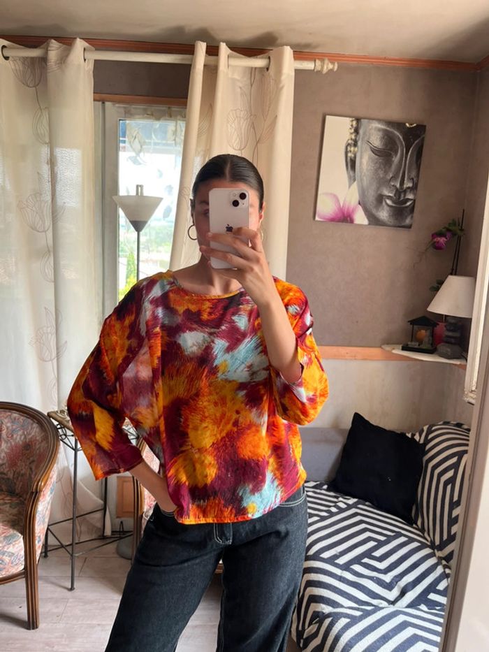 Blouse hippie asymétrique vintage bohème champêtre y2k siren office core - photo numéro 2
