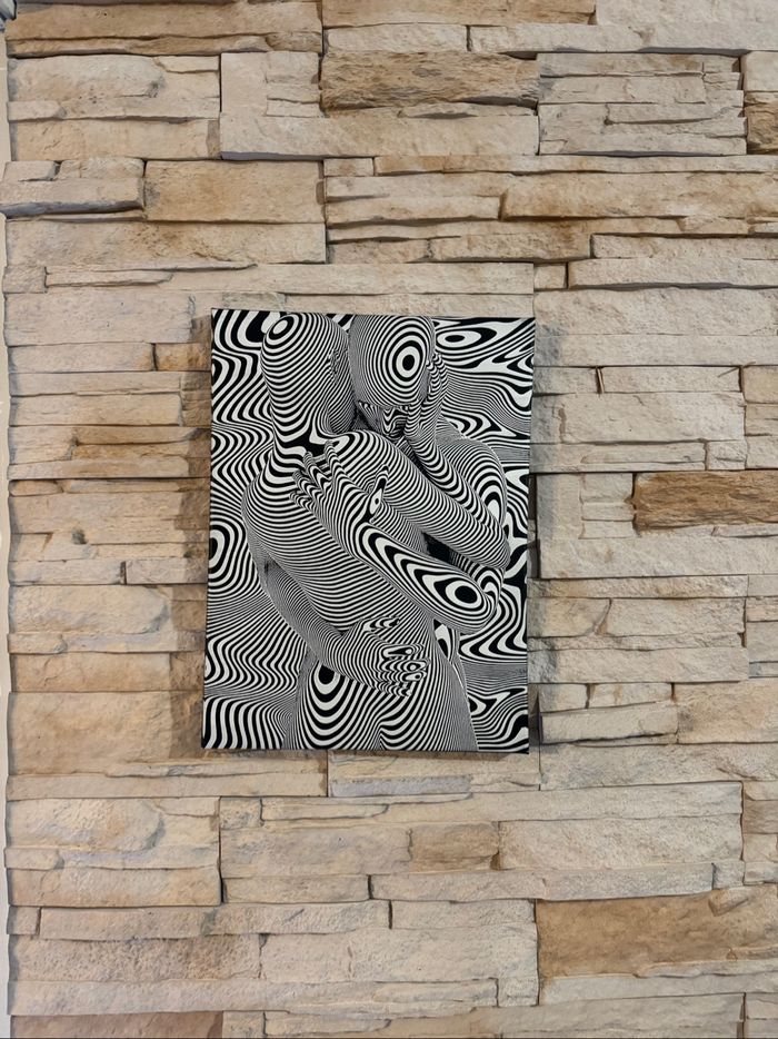 Tableau couple abstrait noir et blanc en toile 30x40cm - photo numéro 5