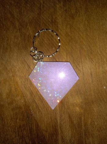 Porte clé diamant holographique résine