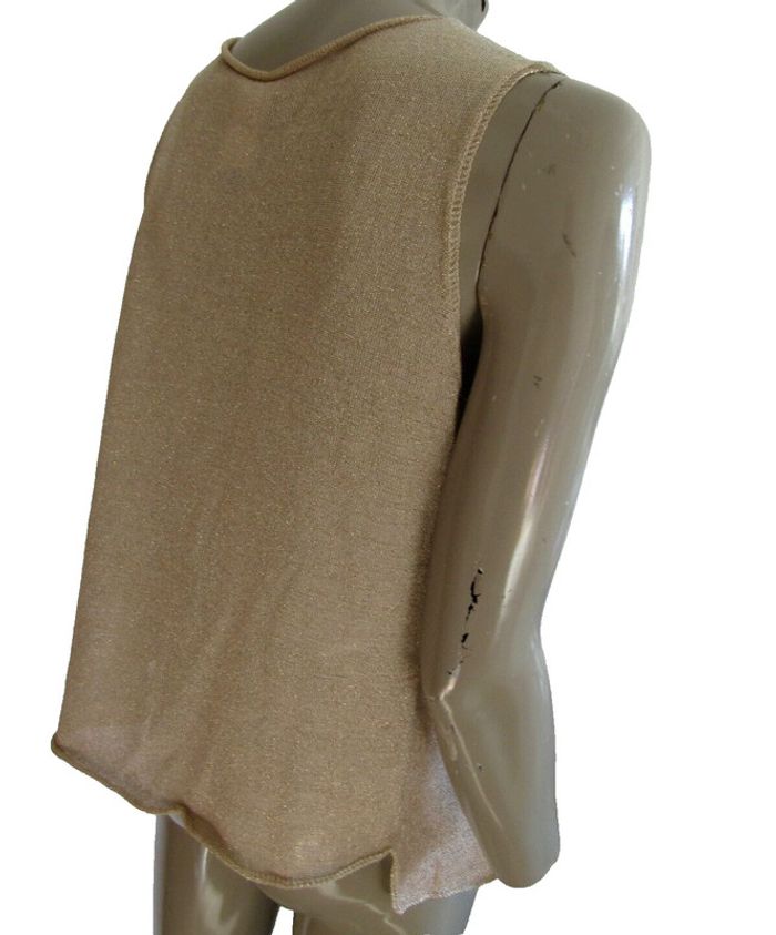 top tunique couleur beige avec fils dorés brillants marque manila grace taille indiquée 2 = 38/40 - photo numéro 4