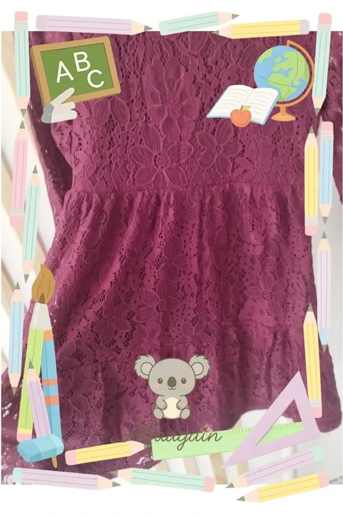 Robe dentelle bordeaux 8/10ans mini molly - photo numéro 3