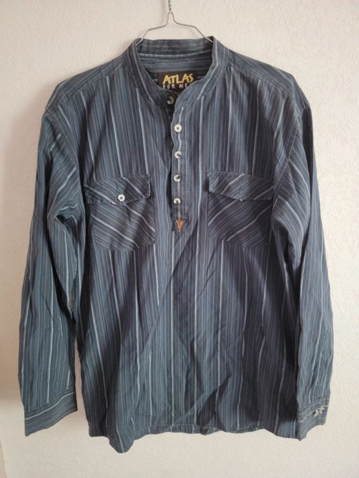Chemise Atlas col mao aventure ethnique vintage