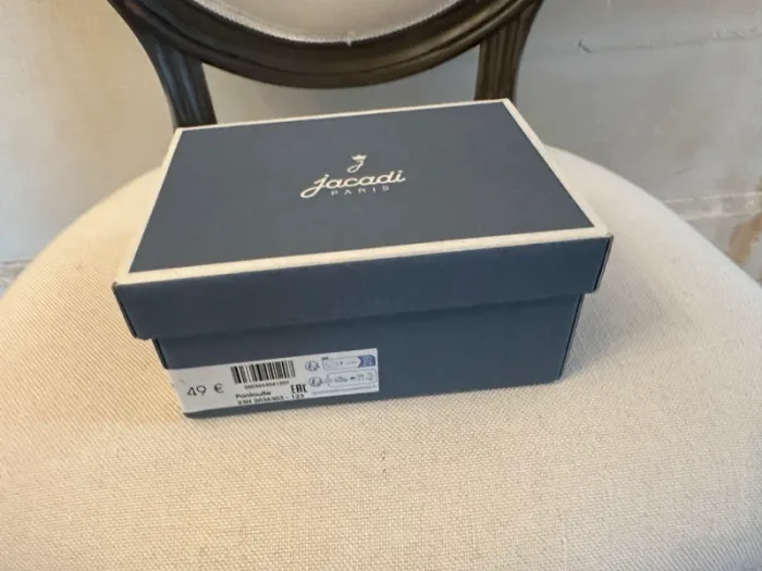 NEUF Jacadi chaussures chaussons cuir bleu marine pailletées bébé fille 19 Basila - photo numéro 10
