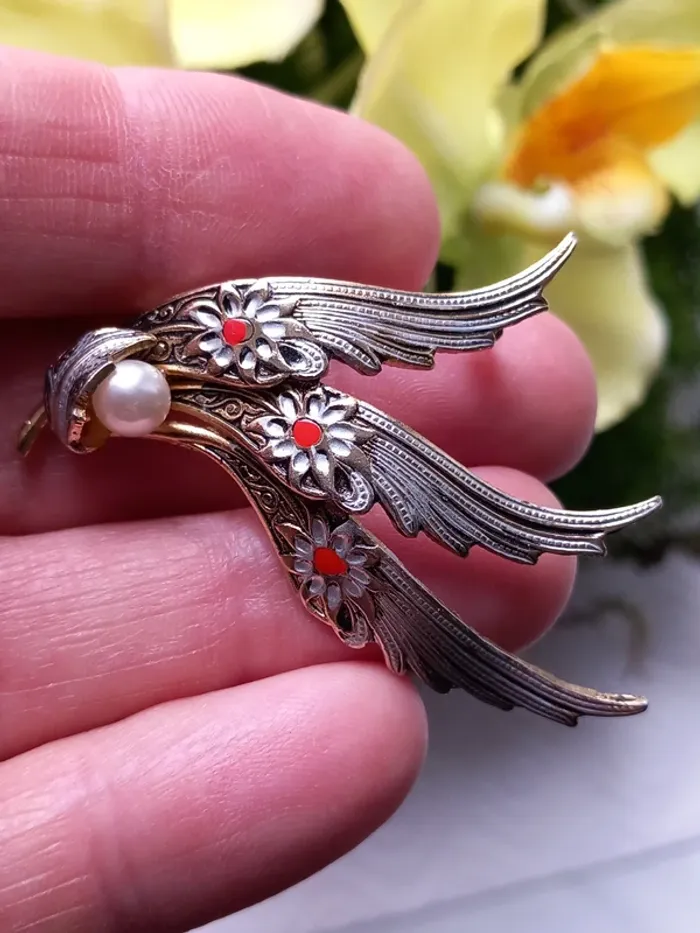 Broche florale argentée vintage - photo numéro 5