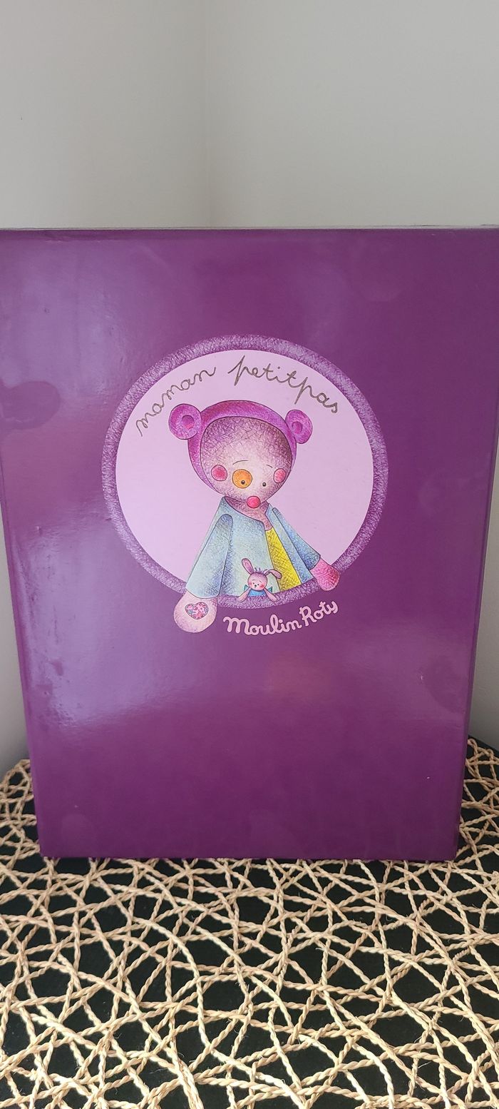 Moulin roty Famille Petitpas peluche souris violet marron vert doudou rayé Rose - photo numéro 5