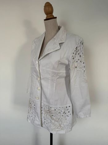 Veste blazer dentelle broderie vestido stretch denim manches vest manteau blouson Giacca jacket