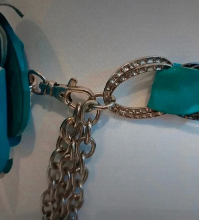 Ceinture avec fleur en cuir et chainette ajustable - photo numéro 6