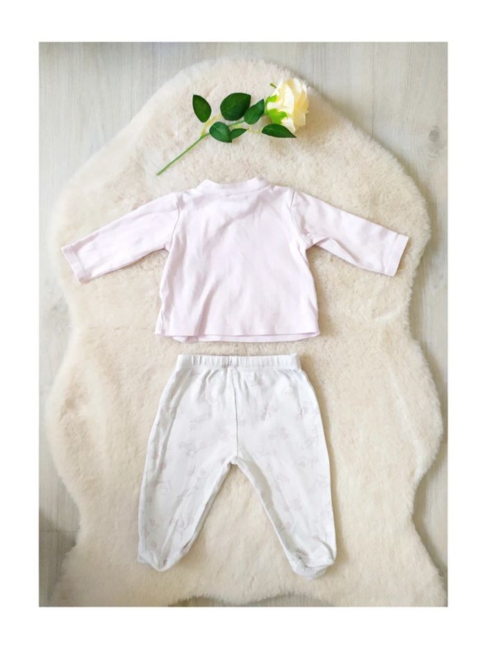 Ensemble 2 pièces cardigan + pantalon à pied bébé fille 3 mois mi-saison - photo numéro 2