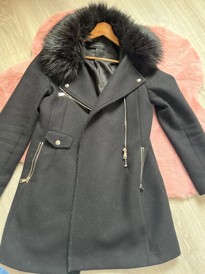Manteau hiver fourrure noir Zara femme M - photo numéro 10