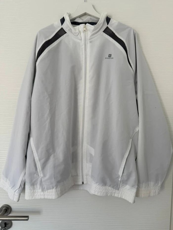 Veste survêtement sport coupe-vent blanche manches longues avec poches