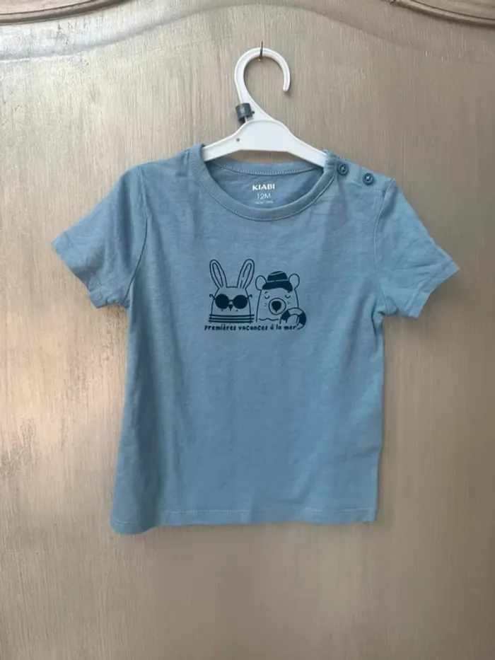 T-shirt bleu 12 mois kiabi - photo numéro 3