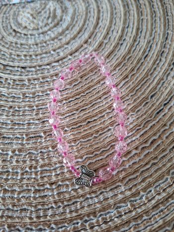 Bracelet duo de perles rose et papillon