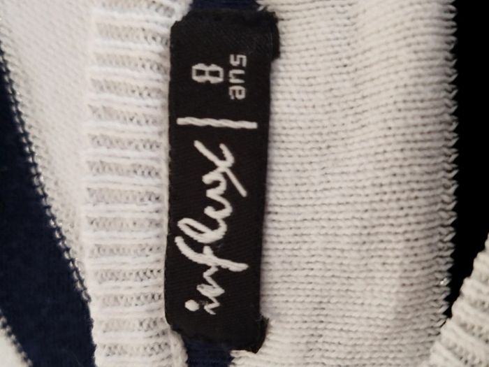Robe pull manches courtes marinière bleu marine et blanche Influx taille 8 ans - photo numéro 3