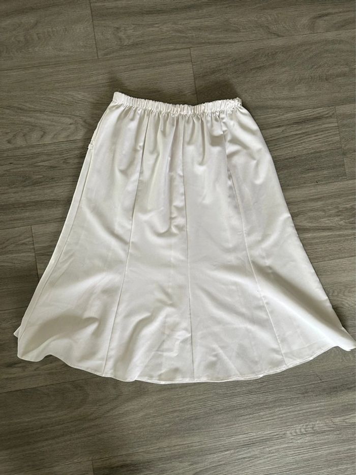 Jupe trapèze blanche et argentée Vintage T5 44 XXL - photo numéro 6