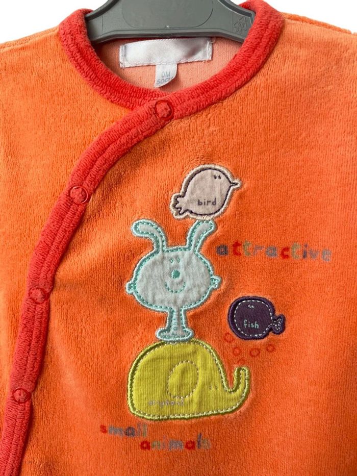 Pyjama (dors-bien) en velours orange - taille naissance - photo numéro 2