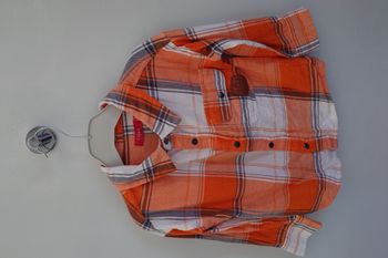 Chemise à carreaux blanche & orange Tissaia Garçon 4 ans