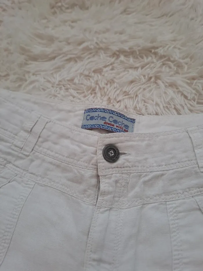 Pantalon blanc en lin et coton - T40- cache cache - photo numéro 5