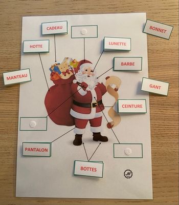 Fiche Montessori : Le Père Noël : Les mots