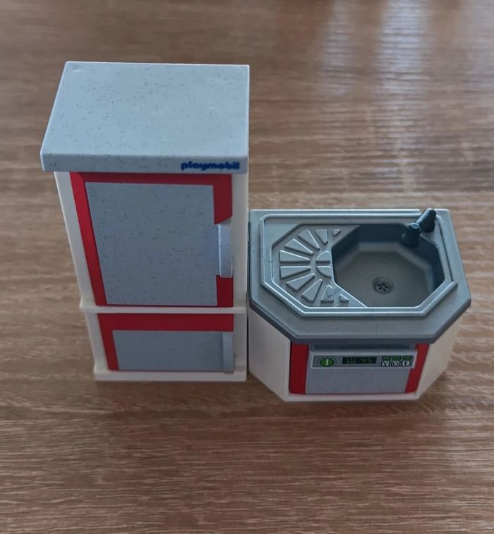 Playmobil réfrigérateur frigo et meuble évier lave vaisselle
