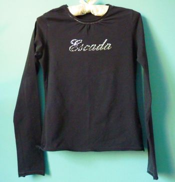 T-shirt Fille Esacada 12 ans noir strass argent ML TBE