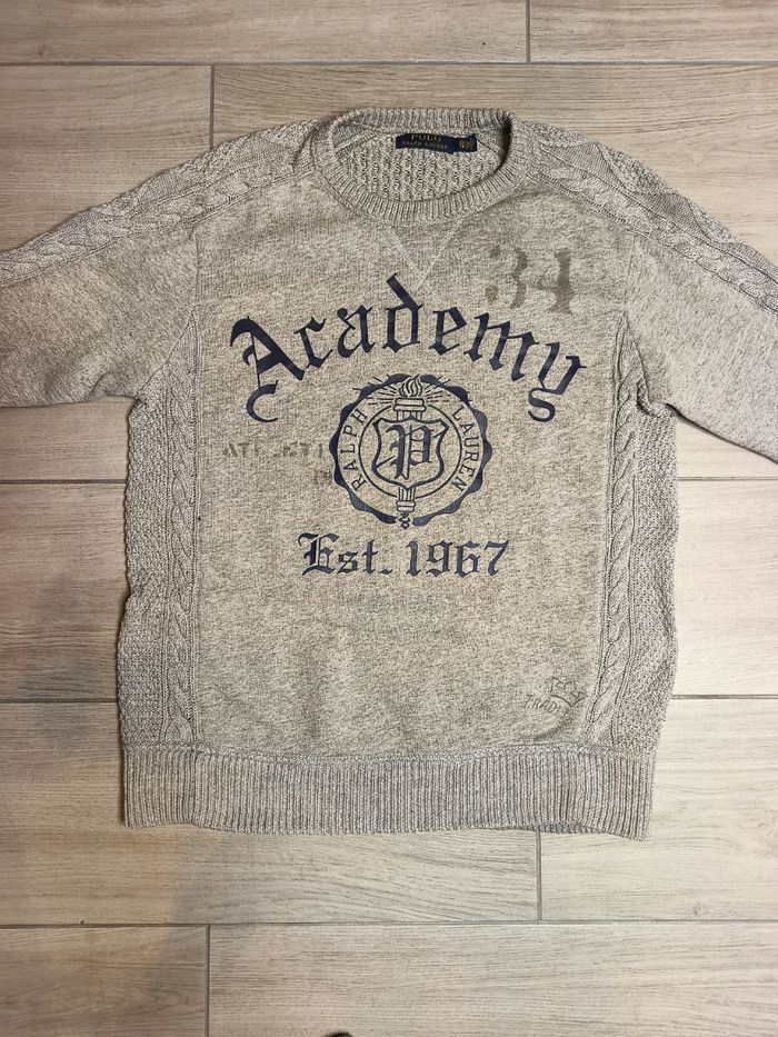 Pull Polo Ralph Lauren Academy - Maille Torsadée - Gris Chiné - Taille XS - photo numéro 8