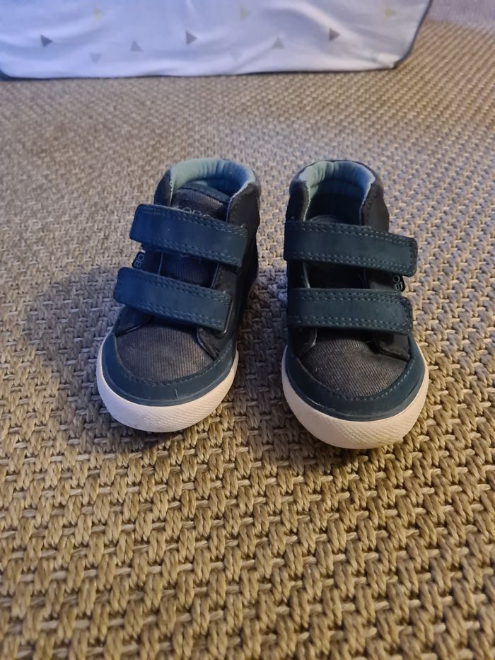 Chaussures montantes tissu à scratchs bleu - T 22 - photo numéro 3