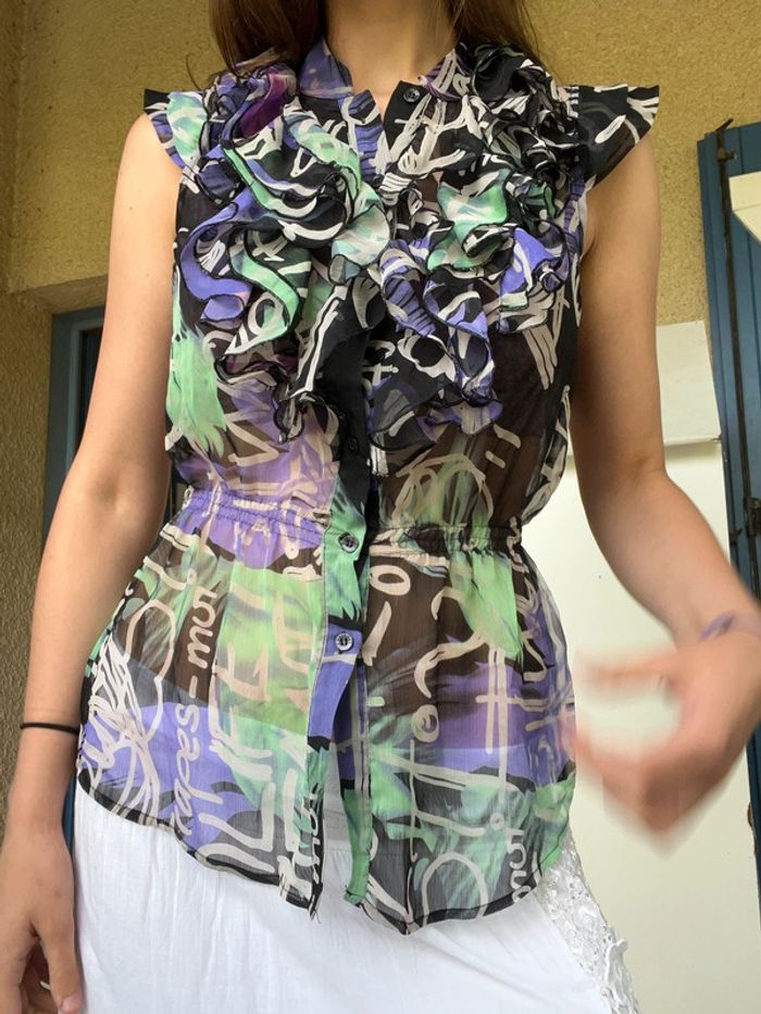 Top froufrous desigual y2k 2000yer bohème champêtre - photo numéro 2