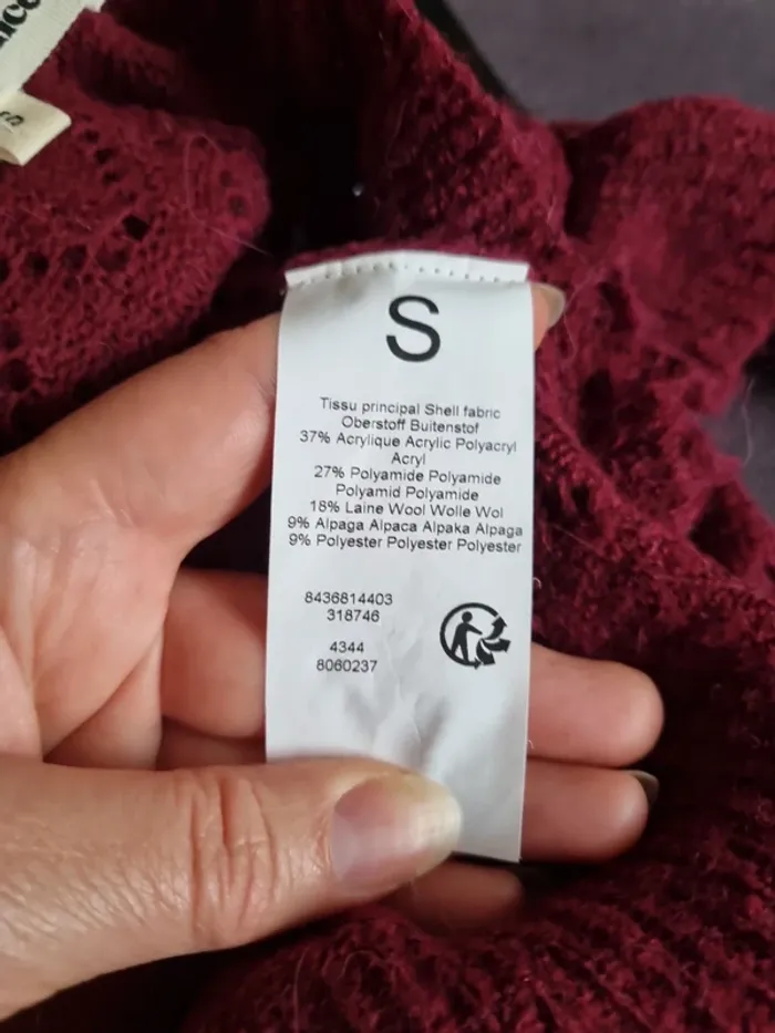 Pull bordeaux avec laine et alpaga taille S - photo numéro 6