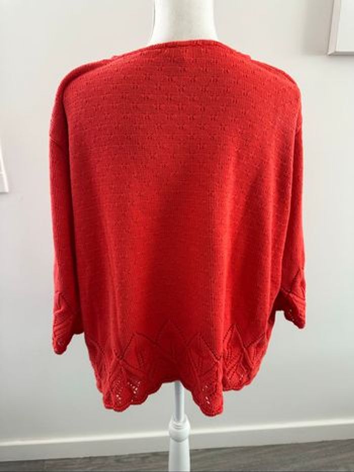 Pull oversize en maille ajourée orange corail Jean Marc Philippe T48 4XL - photo numéro 4