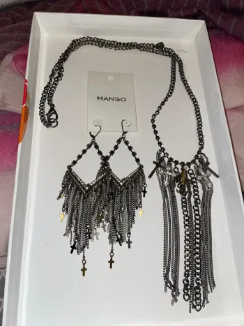 Parure collier et BO Mango croix