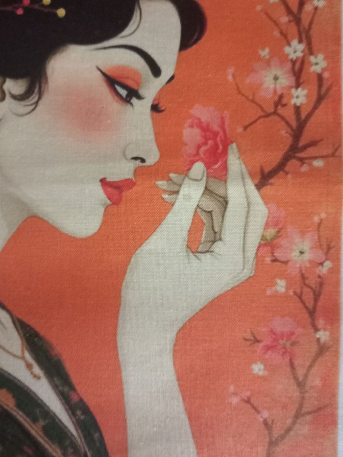 Carré tissu Geisha fleur de cerisier - photo numéro 7