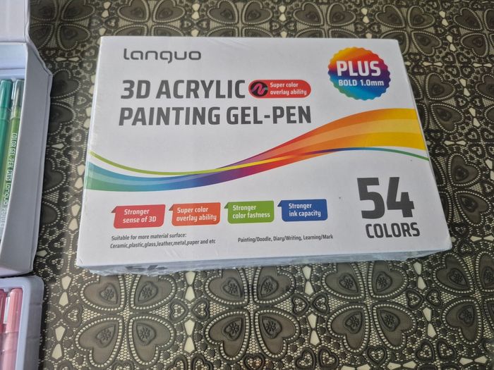 1 boîte de 54 languo plus 3D acrylic painting gel-pen encore sous blister - photo numéro 2