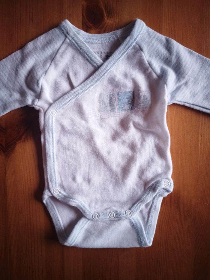 Lot de 4 bodies blanc et bleu taille naissance - photo numéro 5