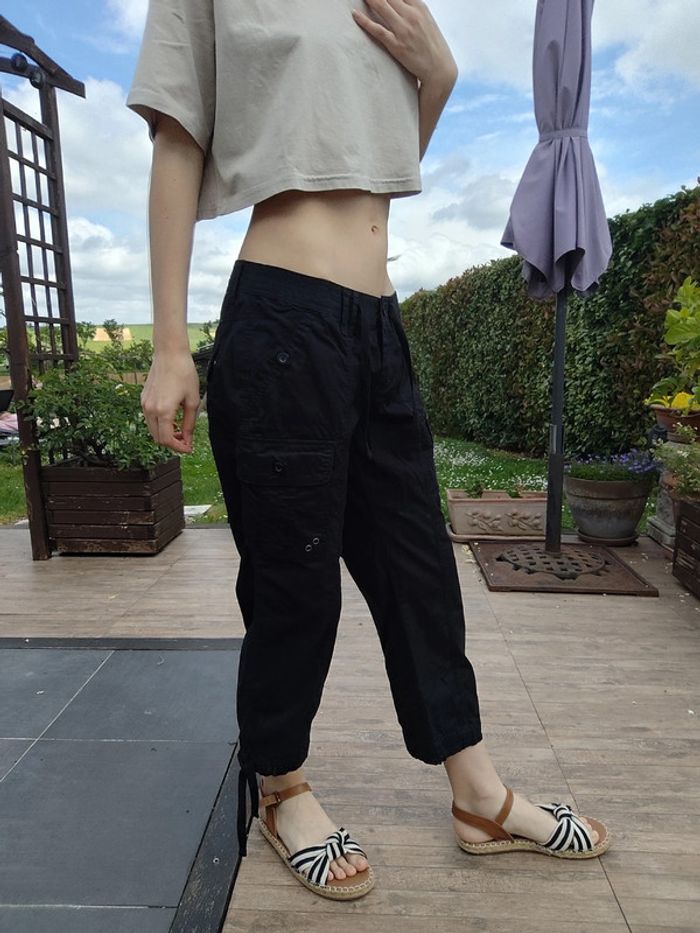 Pantacourt noir à lacets taille basse T40 - KWoman - photo numéro 6