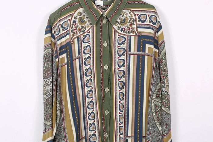 Chemise vintage 80's en viscose motif baroque (#240648) - photo numéro 4